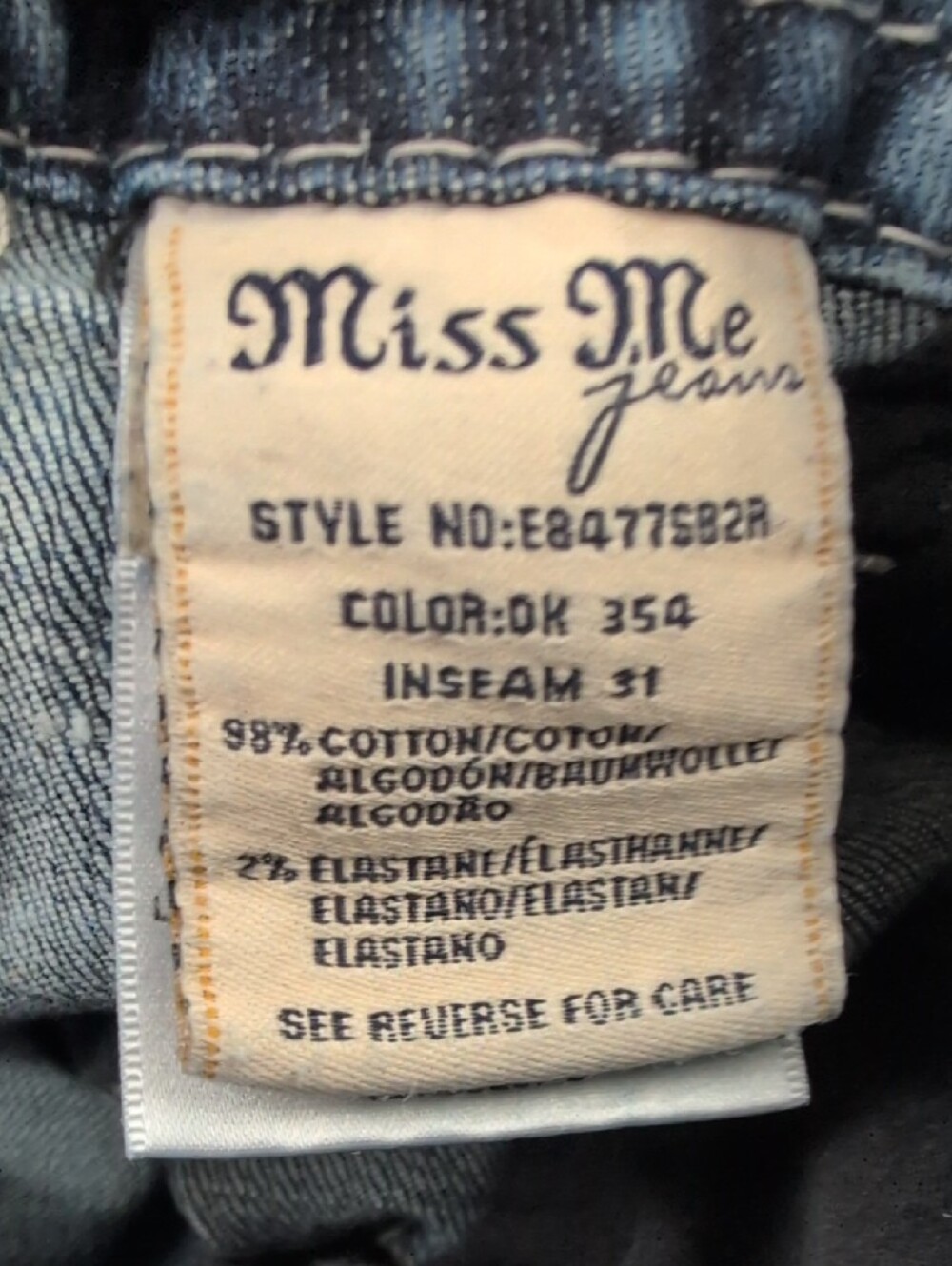 Miss Me Signature Slim Boot Jeans Size 26 Plaid Cross Embellished Distressed - Picture 11 of 15